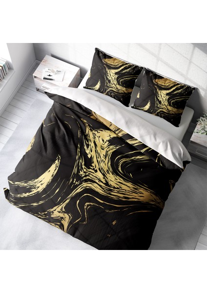 Black Design 3D Pamuk Saten Çift Kişilik Nevresim Takımı