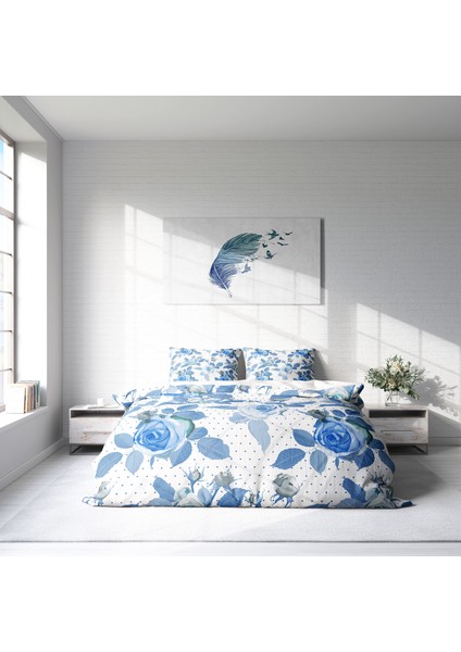 BlueRose 3D Pamuk Saten Çift Kişilik Nevresim Takımı