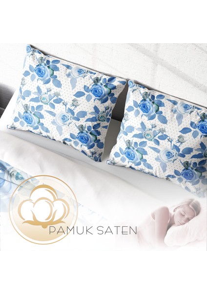 BlueRose 3D Pamuk Saten Çift Kişilik Nevresim Takımı