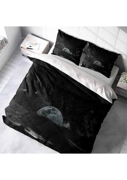 Dark Moon 3D Pamuk Saten Çift Kişilik Nevresim Takımı