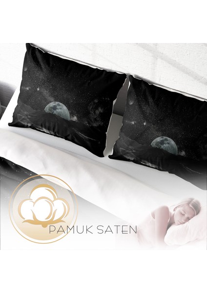 Dark Moon 3D Pamuk Saten Çift Kişilik Nevresim Takımı