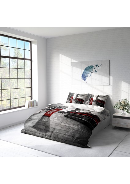 London 3D Pamuk Saten Çift Kişilik Nevresim Takımı