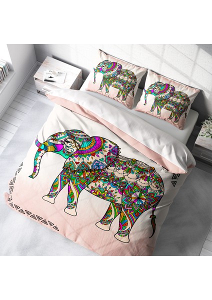 Elephant 3D Pamuk Saten Çift Kişilik Nevresim Takımı