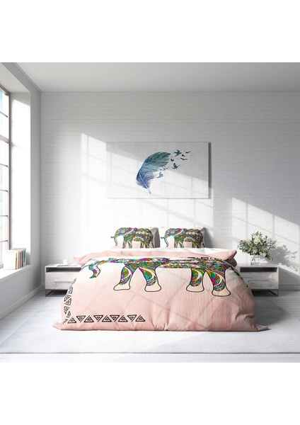 Elephant 3D Pamuk Saten Çift Kişilik Nevresim Takımı