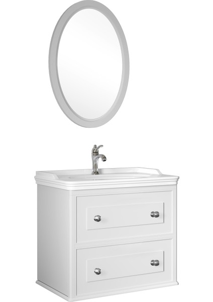 Mıro 80 cm Set (Lavabo Dolabı+Ayna) Mat Beyaz