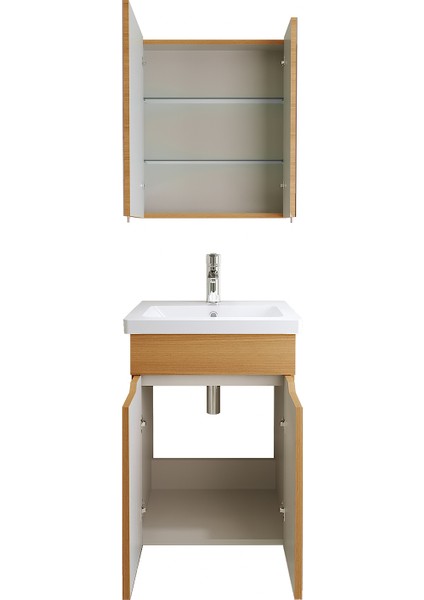 Stora 100 cm Set - Parlak Beyaz (Aydsız Ayna Dolabı) Lavabo Dahıl