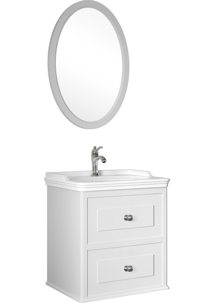 Mıro 65 cm Set (Lavabo Dolabı+Ayna) Mat Beyaz