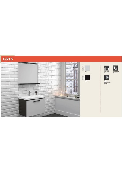 Grıs 80 cm Set - Siyah/gri (Lvb + Lvb Dlp + Ayd Etj Ayna)