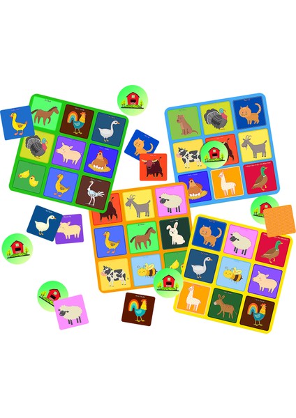 Okyanus & Çiftlik Temalı Çocuk Tombalası - Tombala 2-6 Yaş (İkili Kutu) modelleri