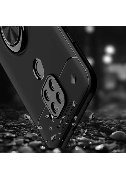 Xiaomi Redmi Note 9 Kılıf Ultra Korumalı Yüzüklü Manyetik Ravel Silikon Siyah Kırmızı + Tam Kaplayan 5D Cam Ekran Koruyucu fırsatları
