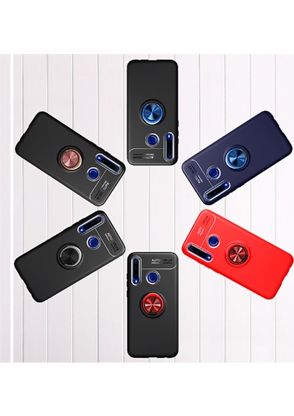 Huawei P40 Lite E Kılıf Ultra Korumalı Yüzüklü Manyetik Ravel Silikon Siyah Mavi + Tam Kaplayan 6D Nano Ekran Koruyucu fiyatları