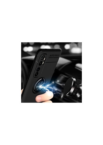 Xiaomi Mi Note 10 Lite Kılıf Ultra Korumalı Yüzüklü Manyetik Ravel Silikon Siyah Rose fiyatları