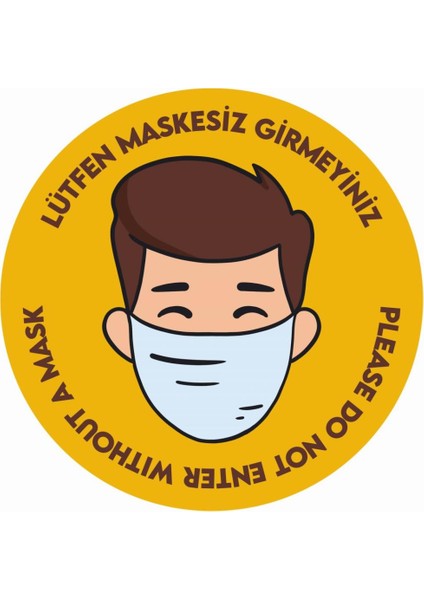 Maskesiz Girilmez Uyarı Etiketi Sosyal Mesafe