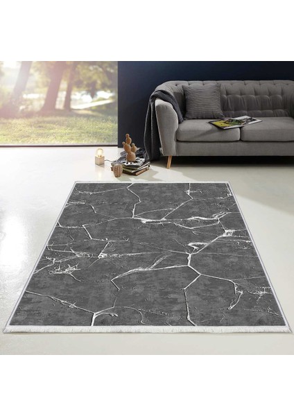 Bazaa Forum Saçaklı Mermer Desen Kaymaz Taban Dijital Baskı Halı D-483 100 x 140 cm