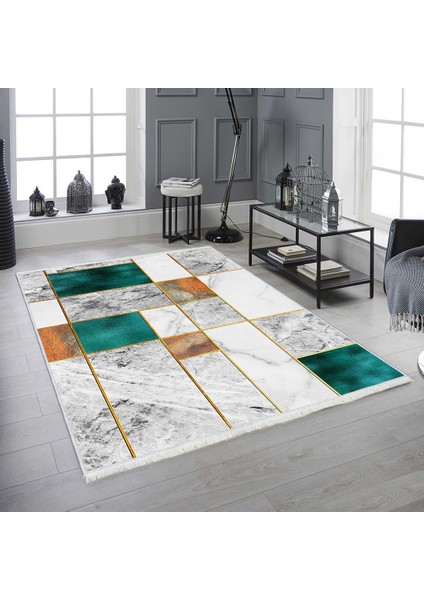 Bazaa Forum Saçaklı Mermer Desen Kaymaz Taban Dijital Baskı Halı FM-2022 100 x 300 cm