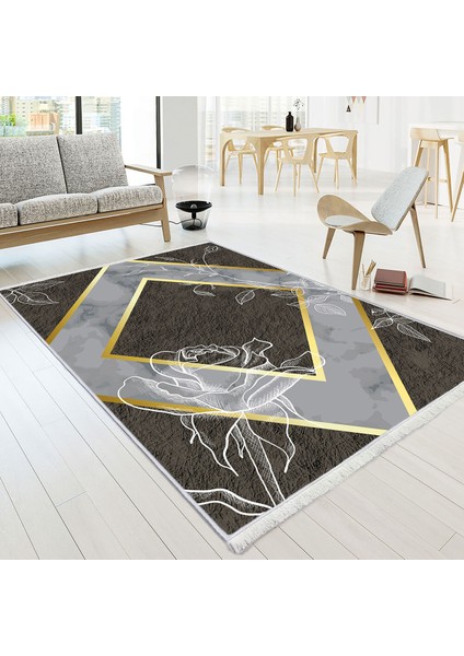 Bazaa Forum Saçaklı Mermer Desen Kaymaz Taban Dijital Baskı Halı FM-2051 100 x 300 cm