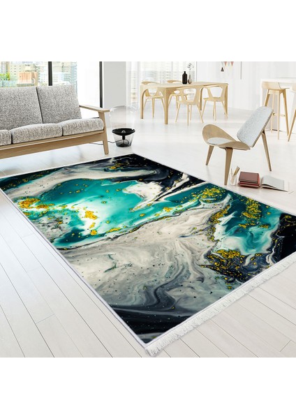 Bazaa Forum Saçaklı Mermer Desen Kaymaz Taban Dijital Baskı Halı FM-2056 100 x 300 cm