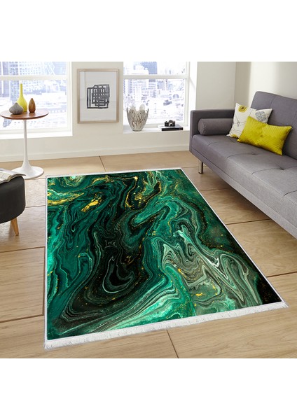 Bazaa Forum Saçaklı Mermer Desen Kaymaz Taban Dijital Baskı Halı FM-2058 160 x 230 cm
