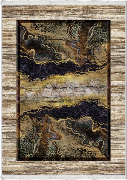 Bazaa Forum Saçaklı Mermer Desen Kaymaz Taban Dijital Baskı Halı FM-2063 180 x 280 cm