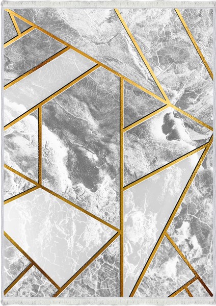 Bazaa Forum Saçaklı Mermer Desen Kaymaz Taban Dijital Baskı Halı FM-2065 180 x 280 cm