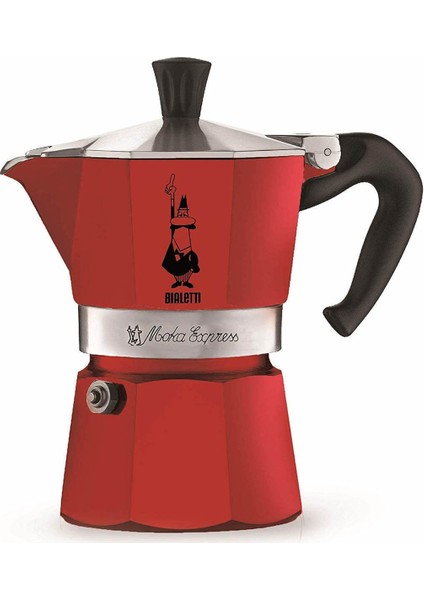Moka Express Kırmızı 3 Cup ( Moka Express 3 Cup Red Aluminum Moka Pot)