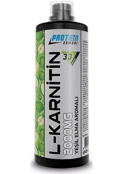 L-Carnitine 2000 Mg 33 Servis 1000 ml Yeşil Elma Aromalı