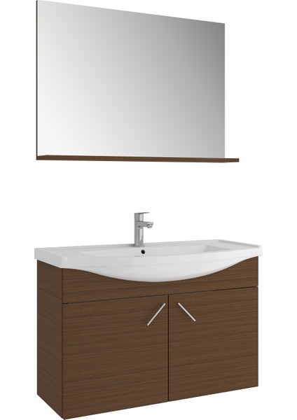 Mılena 100 cm Italyan Ceviz Set:Optimum Lavabo + Lavabo Dolabı Etajer Ayna