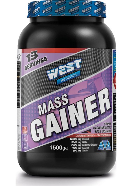 West Nutrition Mass Gainer 1500 Gram 15 Servis Çilek Aromalı