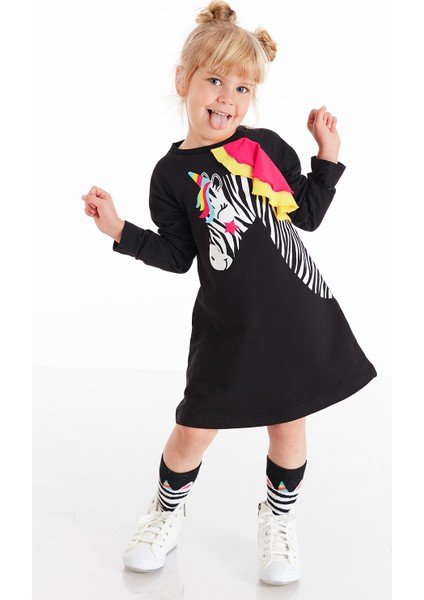Unicorn Zebra Kız Çocuk Elbise