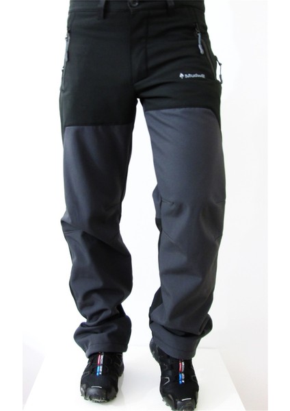 Outdoor Softshell Erkek Pantolon - Siyah-Gri