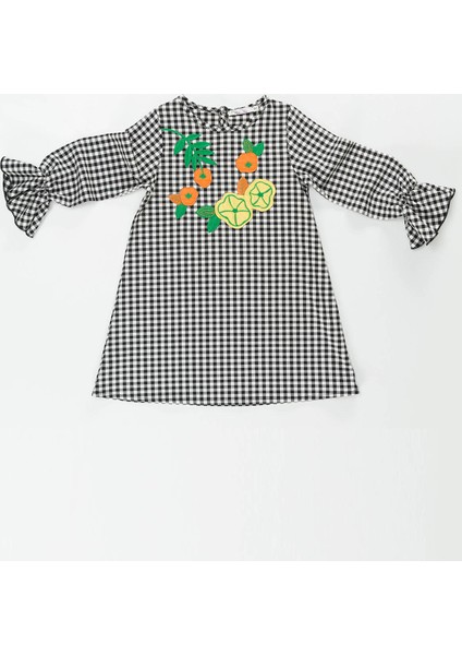 Floral Ekose Kız Çocuk Çiçekli Elbise