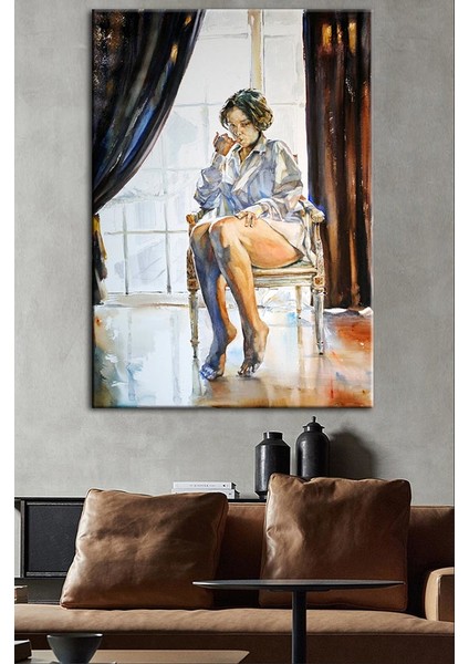 Kadınlar Yağlı Boya Görünüm Kanvas Tablo dkm-k61-84-70 x 100 cm