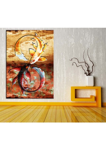 Feng Shui Balıklar Renkler Kanvas Tablo dkmr212-70 x 100 cm