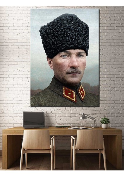 Atatürk Kalpak Ünüforma Renklendirme Özel Seri Kanvas Tablo dkm-k64-12-70 x 100 cm