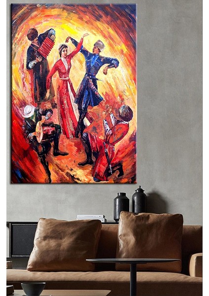 Forklorik Kafkas Dansçıları Kanvas Tablo slm11-70 x 100 cm