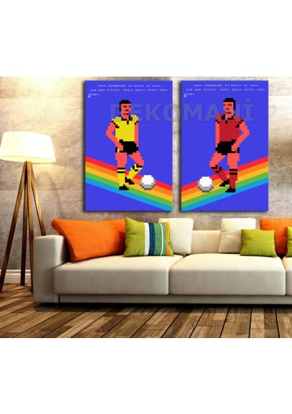 Commodore 64 International Soccer İkili Retro Kanvas Tablo dkm-k17 2 Adet-70 x 100 cm