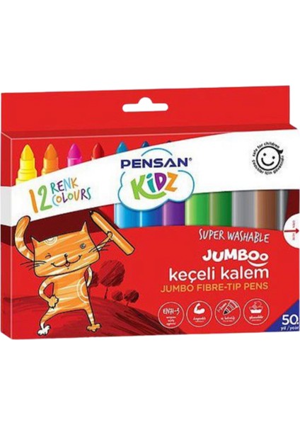Jumbo 12 Renk Keçeli Kalem