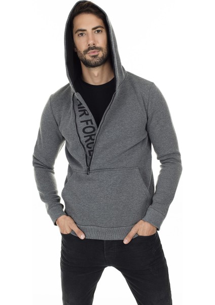 Kanguru Cepli Fermuarlı Kapüşon Yaka Slim Fit Sweat