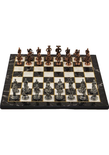 Metal Satranç Takımı Seti Orta İspanyol Antik Taş Ve Düz Mermer Desenli Satranç Tahtası modelleri