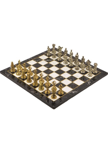 Metal Satranç Takımı Seti Orta Osmanlı Bizans Parlak Ve Mermer Desenli Satranç Tahtası fiyatları