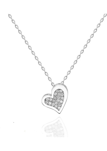 925 Ayar Gümüş Kalp Temalı Kolye