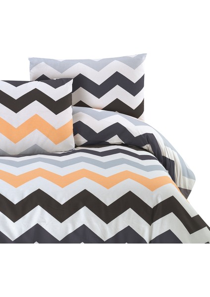 Menderes Home Zigzag Turuncu Çift Kişilik Nevresim+Yastık