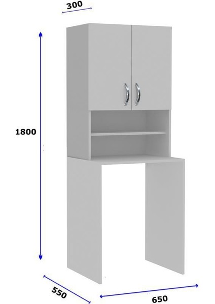 By Golden Banyo ve Çamaşır Makinası Dolabı 2 Kapaklı Raflı