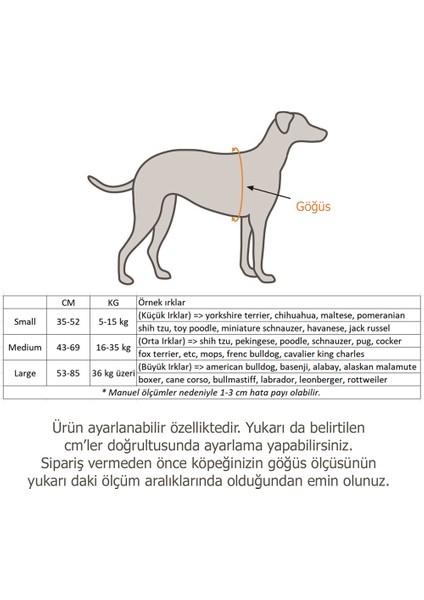 Ayarlanabilir Köpek Göğüs Tasması Siyah-Turuncu Large