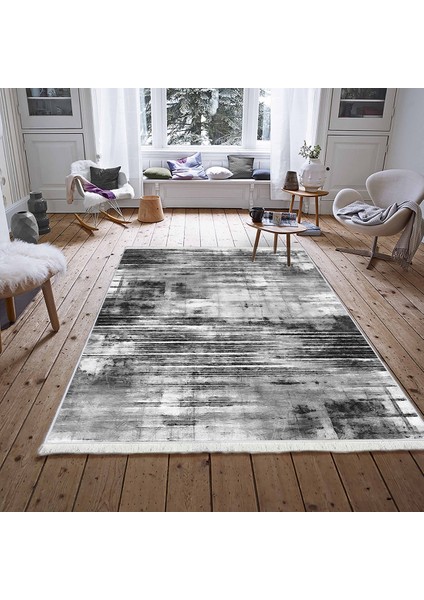 Dekoratif Saçaklı Klasik Desen Deri Kaymaz Taban Dijital Baskı Halı FM-2053 80 x 200 cm