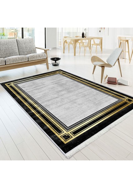 Dekoratif Saçaklı Klasik Desen Deri Kaymaz Taban Dijital Baskı Halı FM-2124 100 x 300 cm