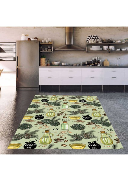 Deri Kaymaz Taban Dijital Baskı Modern Mutfak Halısı 765 100 x 140 cm