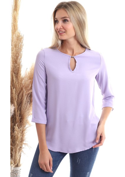 20343352 Dok.viskon Yaka Aksesuarlı Uzun Kol Bluz Lila fiyatları