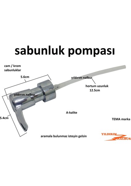 Sıvı Sabunluk Pompası Cam Sabunluk Krom Sabunluk Sıvı Sabun Hortumlu