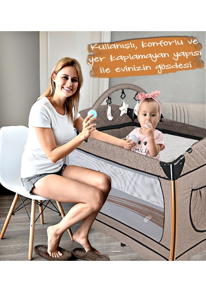 600 Nanny 70x110 Bebek Oyun Parkı Park Yatak Beşik + Yatak